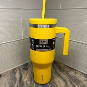 HydraPeak lemon canary yellow Voyager 40 oz Steel Tumbler Handle Straw NEW